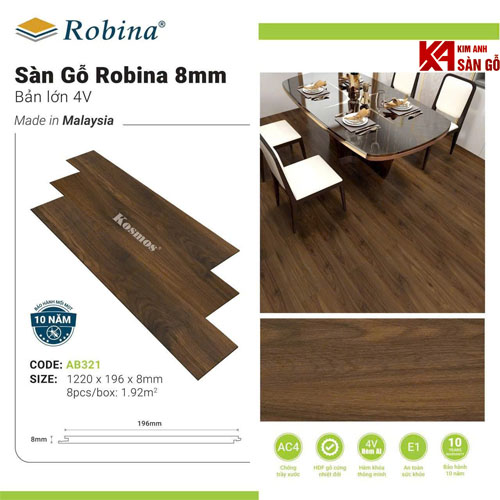 Sàn Gỗ Công Nghiệp Robina 8mm AB321